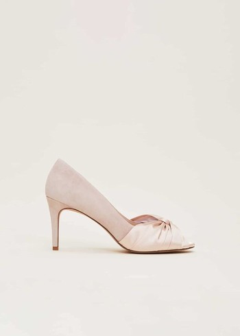 Phase Eight Satin Twist Peeptoe Heels Cream Canada | QLMRDS-826